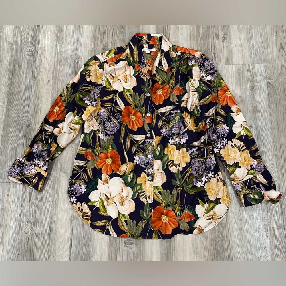Chico’s Floral Button Down Blouse size 10